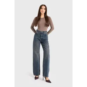 Women’s High Waist Refined Cotton Straight Jeans It's Basic Rhinestone Rhinestone image-1