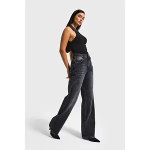 Damen Jeans mit mittelhoher Taille, lockere Passform It's Basic Rhinestone image-2