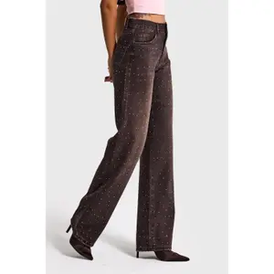 Damen Jeans mit mittelhoher Taille, lockere Passform It's Basic Rhinestone image-3