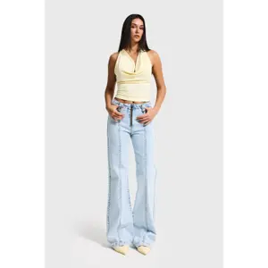 Flare-Jeans mit mittelhoher Taille aus weichem Baumwollmix Damen It's Basic image-1