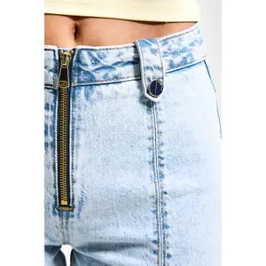 Flare-Jeans mit mittelhoher Taille aus weichem Baumwollmix Damen It's Basic image-4