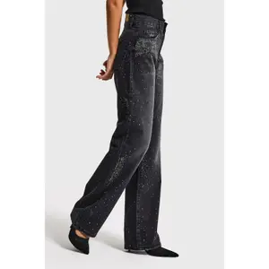 Jeans loose a vita media donna It's Basic Rhinestone image-3