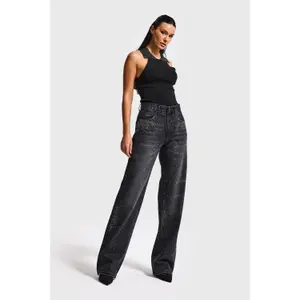 Jeans loose a vita media donna It's Basic Rhinestone image-1