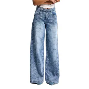 Versatile and Refined High-Waisted Wide Leg Palazzo Jeans Women's It's Basic image-0