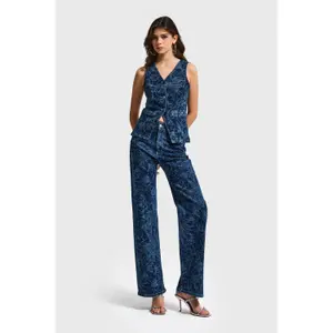 Jeans Wide Leg Strukturierte Hohe Taille Damen It's Basic image-1