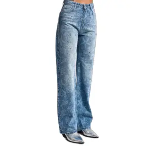 Women's Mid-Rise Straight Jeans It's Basic Rhinestone