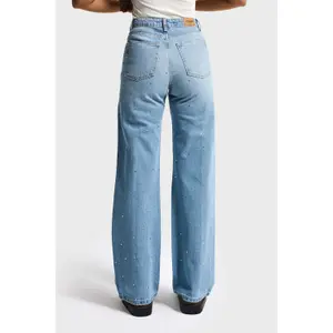 Hochtaillierte Straight Jeans Damen It's Basic Rhinestone Rhinestone image-2
