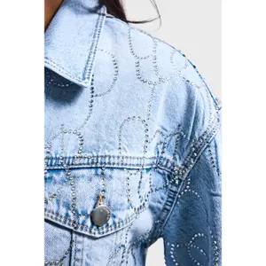 Women's denim jacket It's Basic Rhinestone image-3