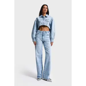 Women's denim jacket It's Basic Rhinestone image-4