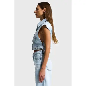 Women's denim vest It's Basic Rhinestone image-1