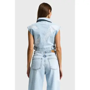 Women's denim vest It's Basic Rhinestone image-2