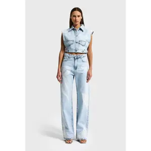 Women's denim vest It's Basic Rhinestone image-4