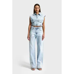 Women's Mid-Rise Straight Jeans It's Basic Rhinestone image-4