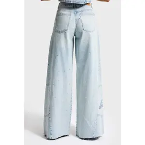 Dames Wide Leg Jeans It's Basic Rhinestone 3 image-2