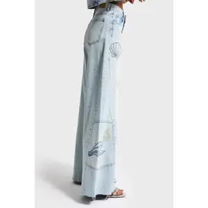 Dames Wide Leg Jeans It's Basic Rhinestone 3 image-3