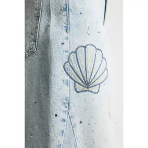 Dames Wide Leg Jeans It's Basic Rhinestone 3 image-4