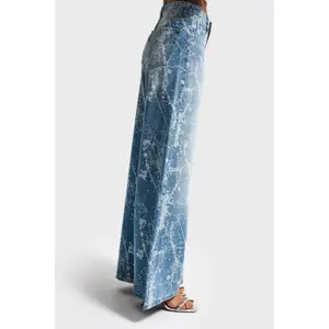 Mid-Rise Palazzo Jeans Women It's Basic Rhinestone image-1