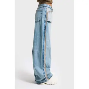 Women’s Mid-Rise Distressed Baggy Jeans It's Basic image-1