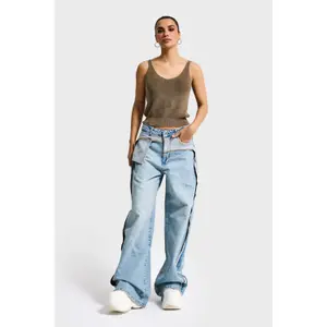 Women’s Mid-Rise Distressed Baggy Jeans It's Basic image-4