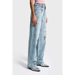Women’s mid-rise loose jeans It's Basic Rhinestone image-2