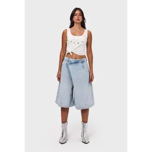 Baggy Jeans Bermuda til kvinder It's Basic image-4