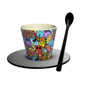 Cup, spoon, and plate set iTotal Rpet doodle image-0