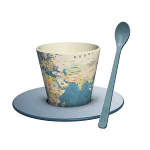 Ensemble tasse cuillères assiettes iTotal Rpet blue maps image-0