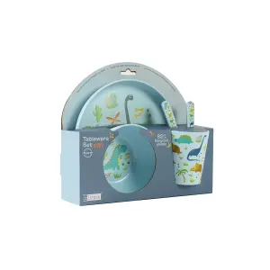 Kinderbesteckset mit Tasse, Schüssel und Teller iTotal RPET Dino image-0