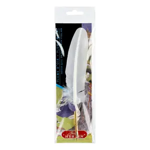 Ganzenpen met metalen schrijfpunt op broche Jacques Herbin image-1
