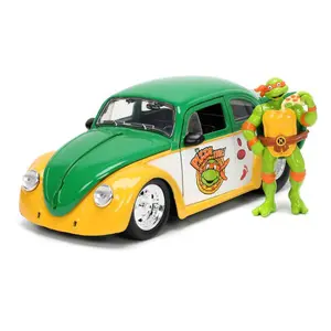 Figurine Jada Toys Teenage Mutant Ninja Turtles 1/24 Hollywood Rides Vw Drag Beetle Avec Michelangelo image-0