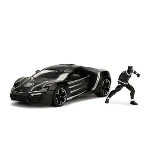 Metal car games with figurine Jada Toys Marvel 1/24 Black Panther & 2017 Lykan Hypersport image-0