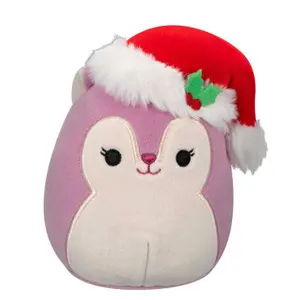 Soft toy Jazwares Squishmallows Allina the Plum Squirrel with Santa Hat image-0