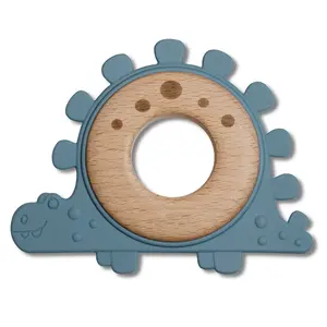 Anel de dentição de madeira e silicone para bebé JBimbi Bite&Play