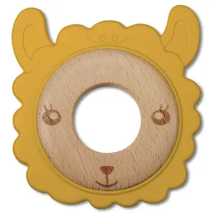 Anel de dentição de madeira e silicone para bebé JBimbi Bite&Play