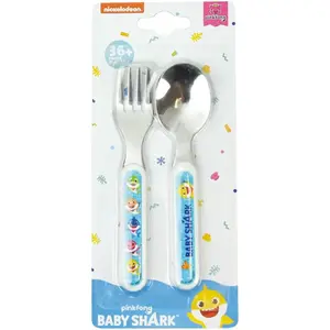 Vajilla infantil de vaso, cuenco, cubiertos y petaca Jemini Baby Shark image-4