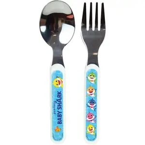 Vajilla infantil de vaso, cuenco, cubiertos y petaca Jemini Baby Shark image-2