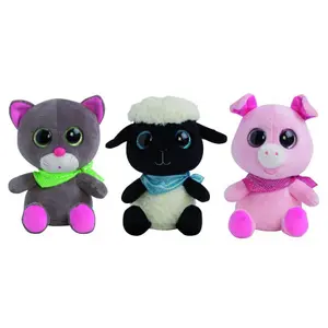 3 assorted plush animals panda - pig - sheep Jemini Lookiz image-0