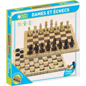 Wooden checkers and chess board games Jeujura image-0