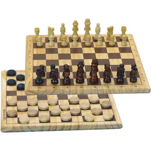 Wooden checkers and chess board games Jeujura image-1