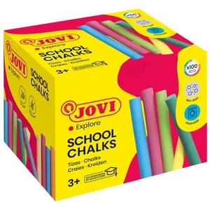 Box of 100 dustproof colored chalks Jovi image-0