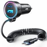 Chargeur de voiture 3 en 1, C+U avec câble spiralé de type C 1,5 m, 55 W Joyroom