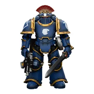 Collectible figurine JOYTOY Warhammer The Horus Heresy 1/18 Ultramarines Legion MKIII Tactical Squad Sergeant with Power Sword image-0