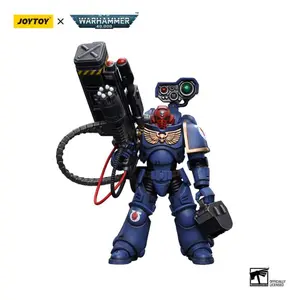 Figurine JOYTOY Warhammer 40k figurine 1/18 Ultramarines Desolation Sergeant with Vengor Launcher image-0