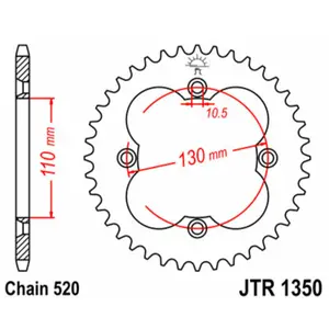 Standard Steel Motorcycle Crown JT Sprockets 520 Honda TRX 250 R Fourtrax 2WD (TE12) image-0