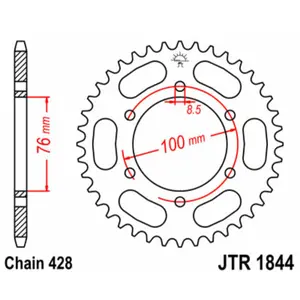 Couronne moto alu standaard JT Sprockets 428 Yamaha YZF-R125 (RE06)