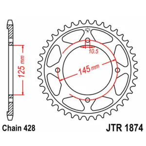 Standard Steel Motorcycle Crown JT Sprockets 428 Yamaha XVS 125 Dragstar (VE01) image-0