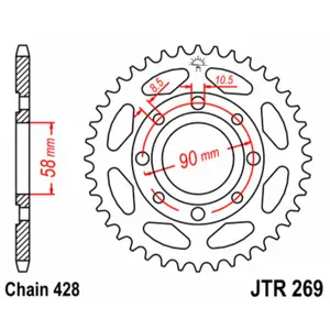 Standard Steel Motorcycle Crown JT Sprockets 428 Brixton Felsberg 125 / Daelim VC 125 42T image-0