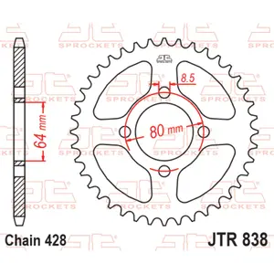 Standard Steel Motorcycle Crown JT Sprockets 428 Sym XS 125K 4T E3 / Yamaha YBR 125 E image-0