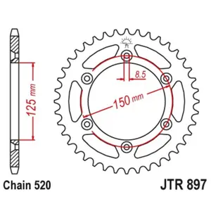 Mud-Resistant Steel Motorcycle Crown JT Sprockets 520 CF Moto 800 MT Sport / Triumph TF 450-E image-0