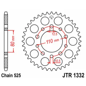 Standard Steel Motorcycle Crown JT Sprockets 525 Honda CB 500 (PC32) / Triumph Speedmaster 865 image-0